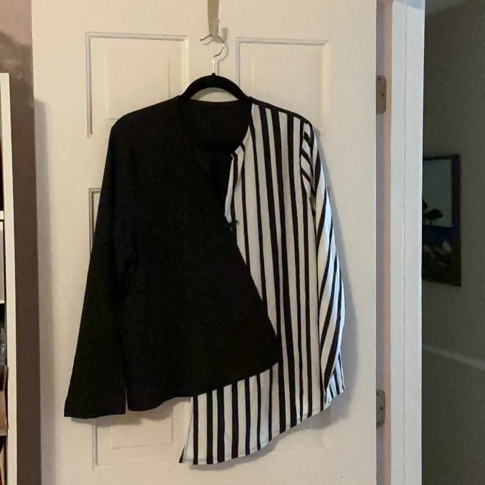 Source Unknown Black and White Striped Blouse